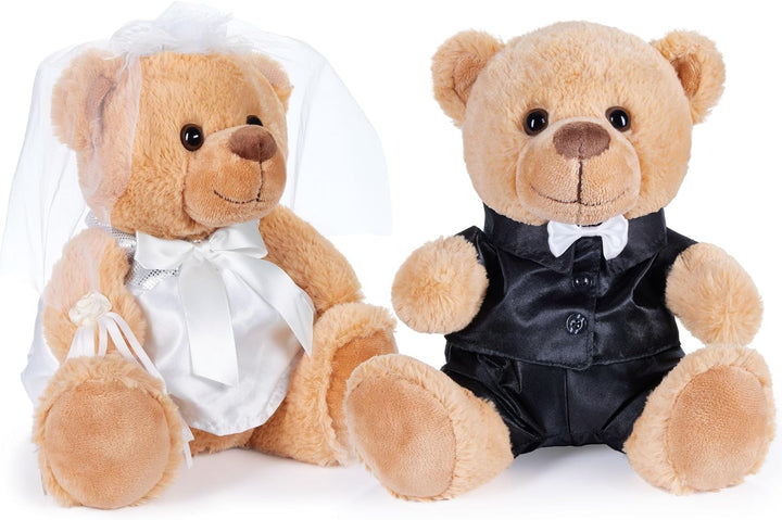 BRUBAKER Teddybär Hochzeitspaar - 25 cm Braut und Bräutigam Teddy Set - Geschenk für Hochzeit und Ve