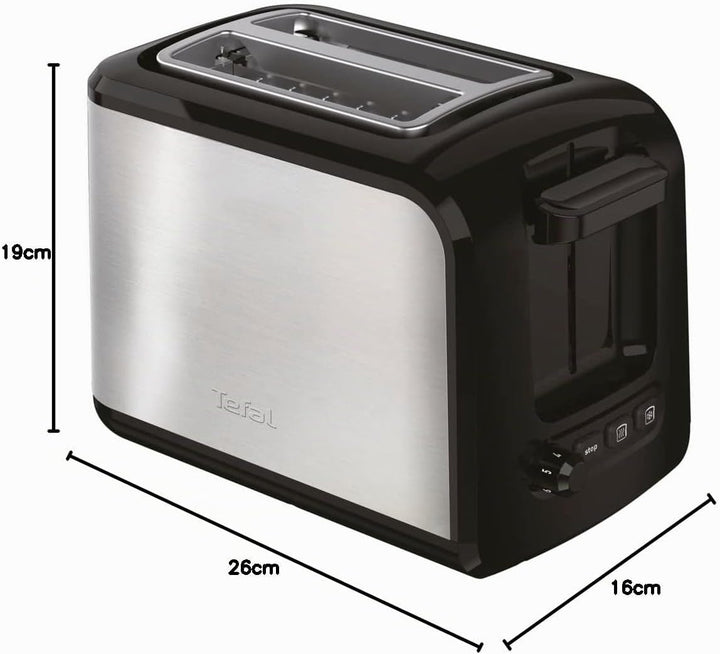 Tefal Express TT410D 2-Scheiben-Toaster, Schwarz, Edelstahl, 2 Scheiben, 850 W, 160 mm, Stil: Single