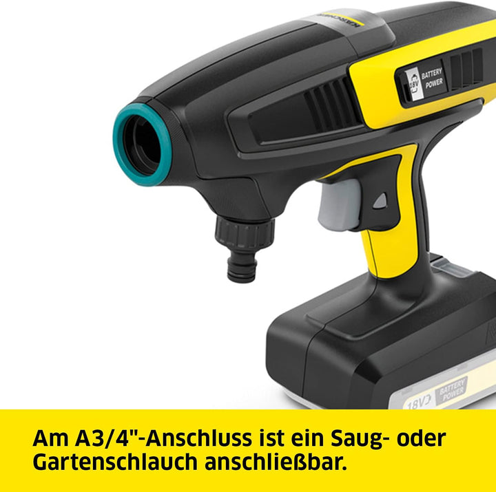 Kärcher 18 V Akku-Druckreiniger KHB 6 Battery, Druck: 24 bar, Flachstrahldüse, Rotordüse, Quick Conn