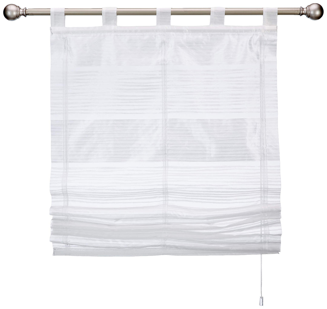 Home Fashion SCHLAUFENRAFFROLLO QUERSTREIFEN SCHERLI GABI, Weiss, 130 X 80 cm, 2