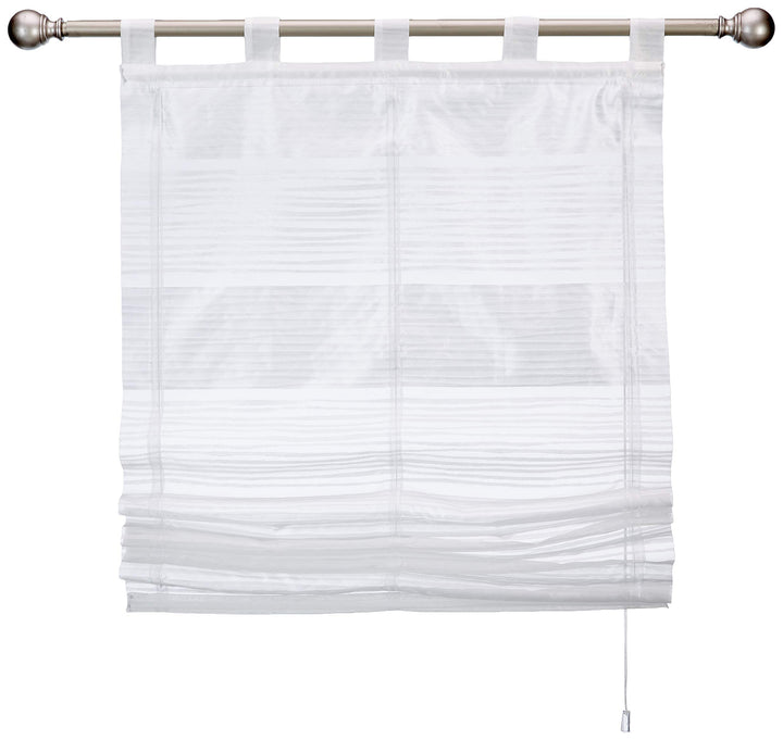 Home Fashion SCHLAUFENRAFFROLLO QUERSTREIFEN SCHERLI GABI, Weiss, 130 X 80 cm, 2