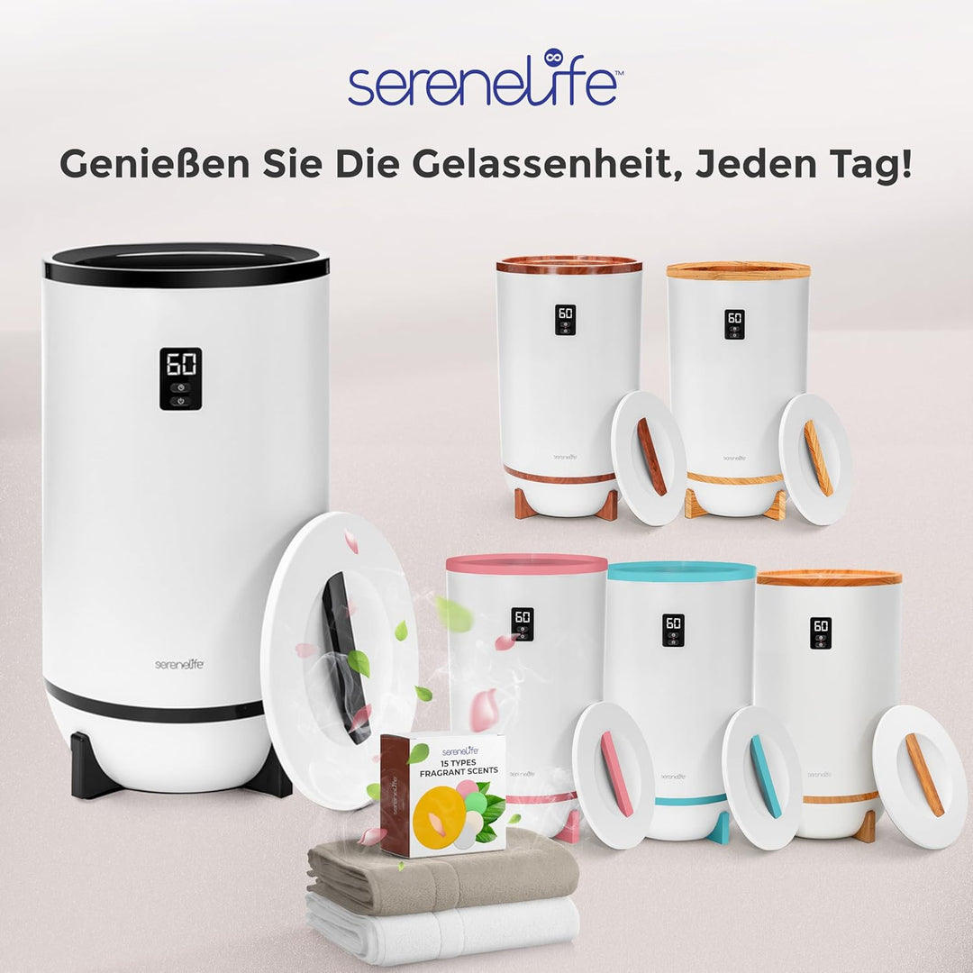 SereneLife Handtuchhalter Stehend Schwarz – Elektrischer Handtuchwärmer für 2 Handtücher Energiespar