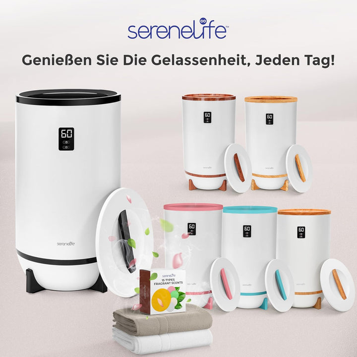SereneLife Handtuchhalter Stehend Schwarz – Elektrischer Handtuchwärmer für 2 Handtücher Energiespar