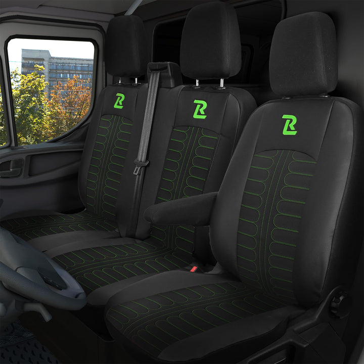 LUCARO Sitzbezüge Auto Tornado für Ford Transit 2013 und Später - Sitzbezug Set 1+2 - Auto Sitzbezüg