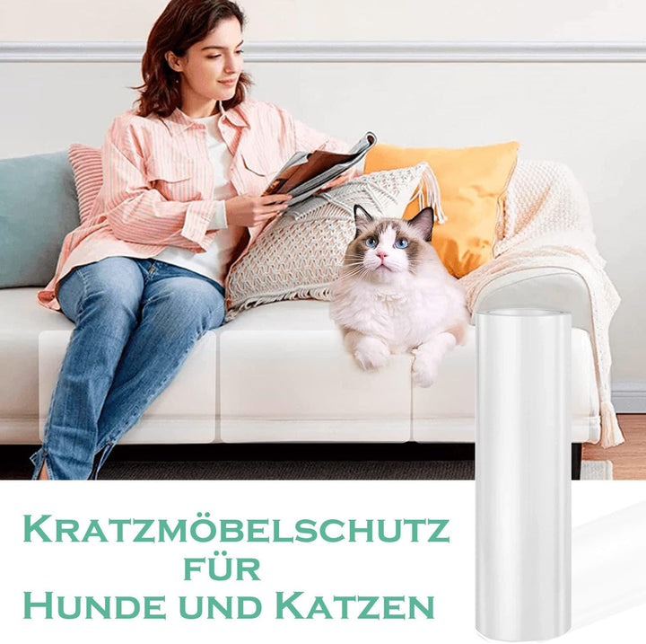 Kratzfolie Katzen Selbstklebend 40cm x 3m, Katzen Kratzschutz Sofa Transparent Kratzschutzfolie Couc