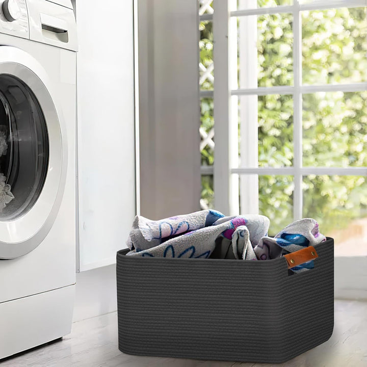 Goodheim Grosser faltbarer Wäschekorb, Wäschekorb für Decke, Spielzeug, Handtücher, gewebte Körbe zu