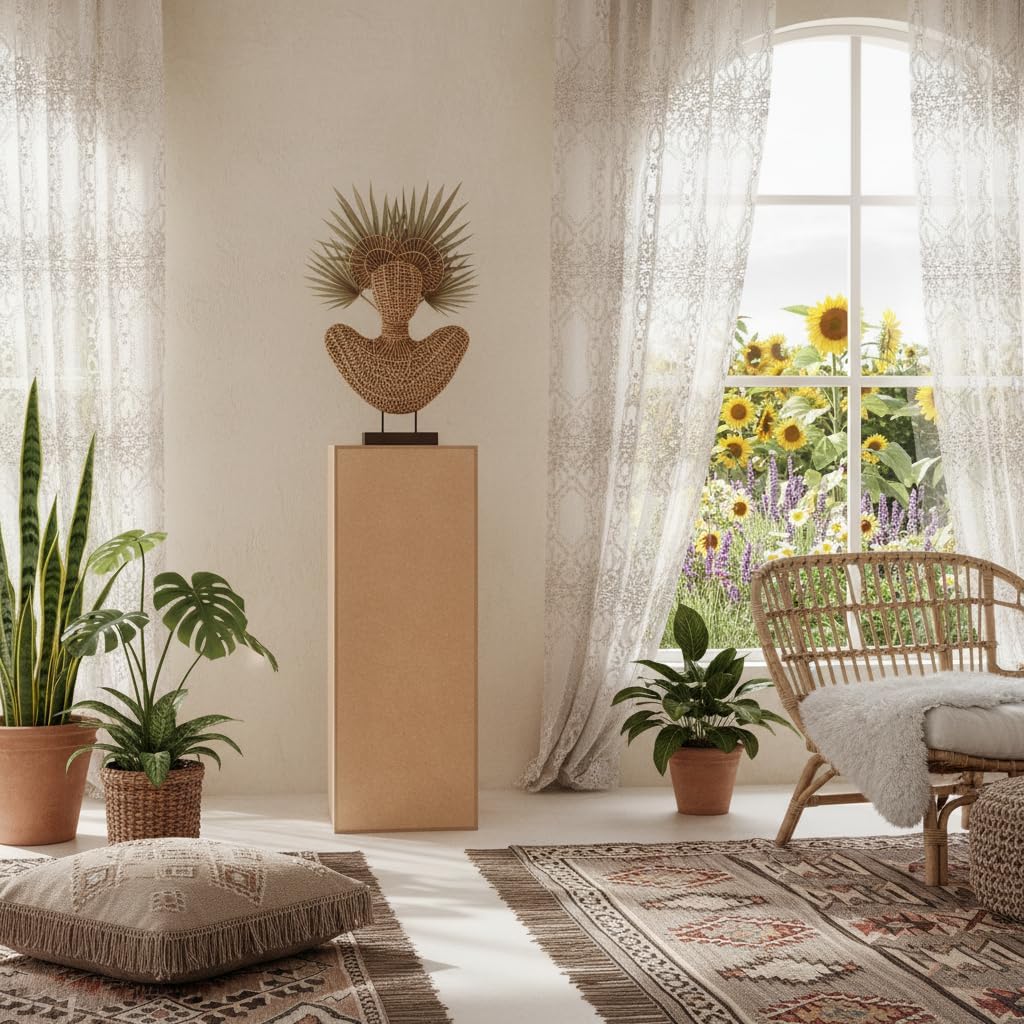 DECOKTIVO Dekosäule MDF, Blumensäule Wohnzimmer, Blumenständer, Podest Deko, Pflanzenständer, Stabil