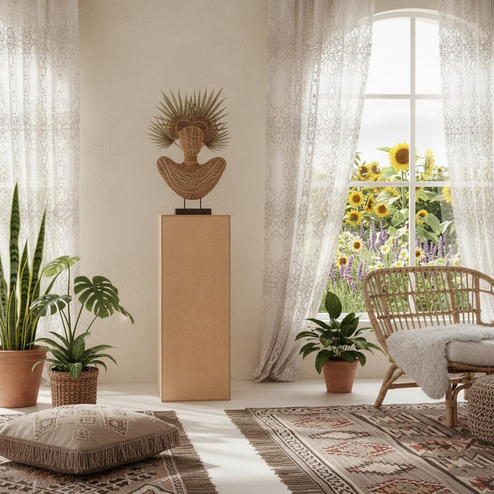 DECOKTIVO Dekosäule MDF, Blumensäule Wohnzimmer, Blumenständer, Podest Deko, Pflanzenständer, Stabil