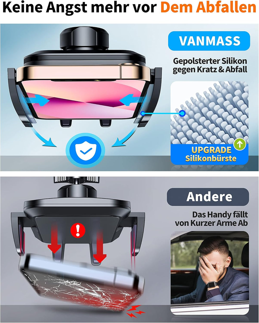 VANMASS【2024 Neueste & Stärkste】 Handyhalterung Auto Militär-Klasse Handy Halterung Auto【Über 20KG S