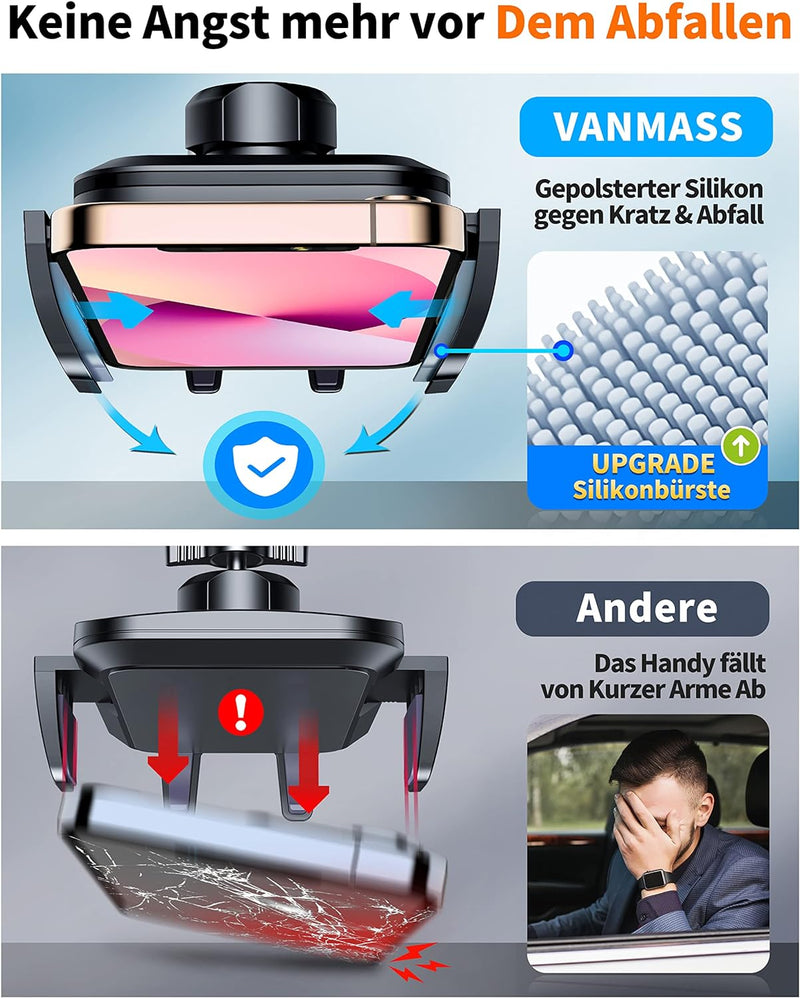 VANMASS Handyhalterung Auto Lüftung【2024 Stärkster Lüftungshaken】 Handy Halterung Auto Militär-Klass