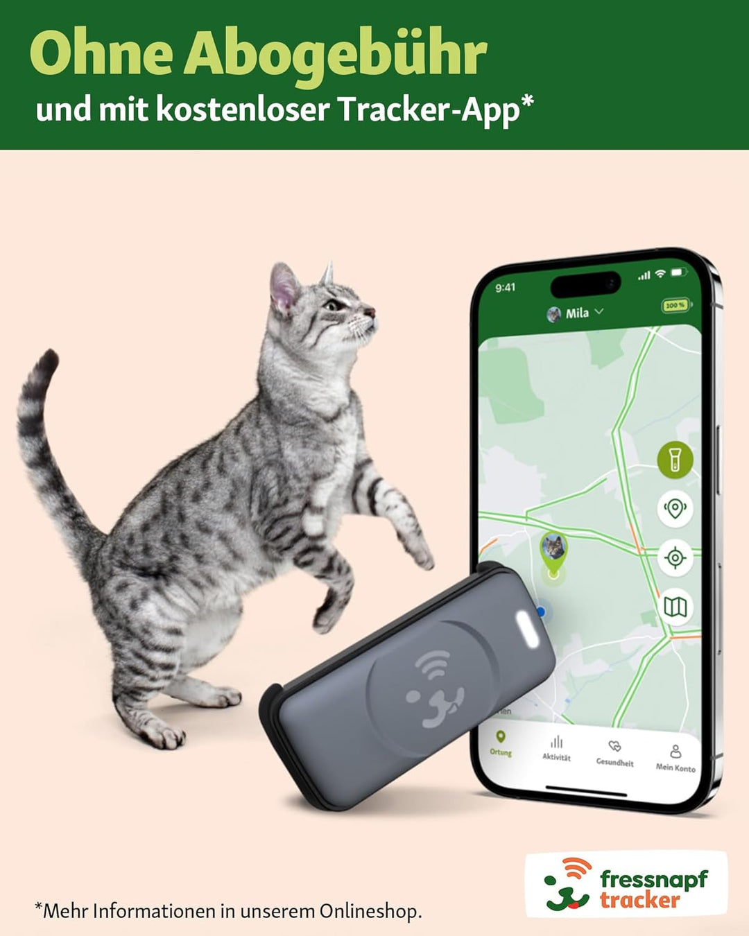 Fressnapf GPS Tracker für Katzen - 2. Generation - Ohne ABO - Ortung ohne Entfernungsbegrenzung - Ak