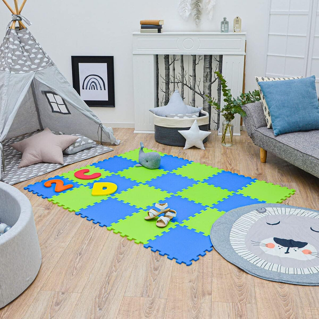 LittleTom 18 Teile Spielmatte Baby ab Null - 30x30 Schaumstoff Puzzlematte Kinder Isomatte Baby Spie