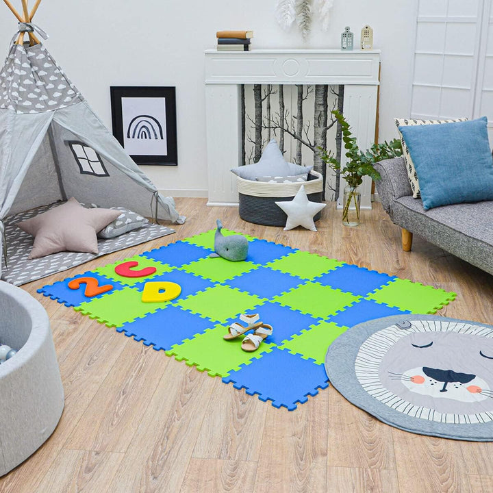 LittleTom 18 Teile Spielmatte Baby ab Null - 30x30 Schaumstoff Puzzlematte Kinder Isomatte Baby Spie