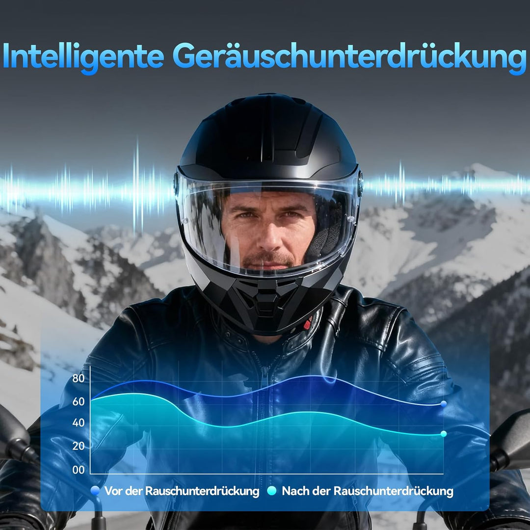 vernee Motorradhelm-Bluetooth-Headset mit Lautsprechern, 4 Fahrer, 2 km Reichweite, Intercom, IP67 w