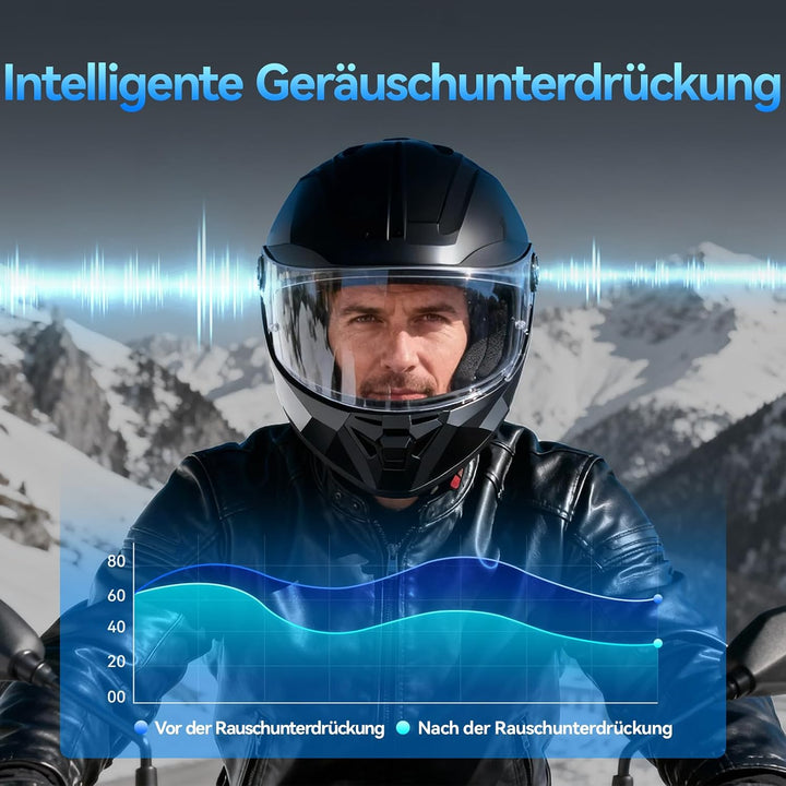 vernee Motorradhelm-Bluetooth-Headset mit Lautsprechern, 4 Fahrer, 2 km Reichweite, Intercom, IP67 w