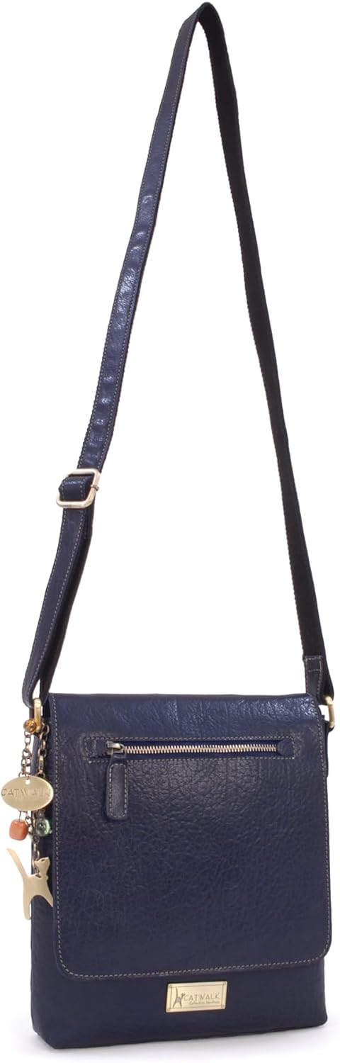 Catwalk Collection Handbags - Leder Umhängetasche Damen - Crossbody Bag/Messenger Bag Mittelgross -