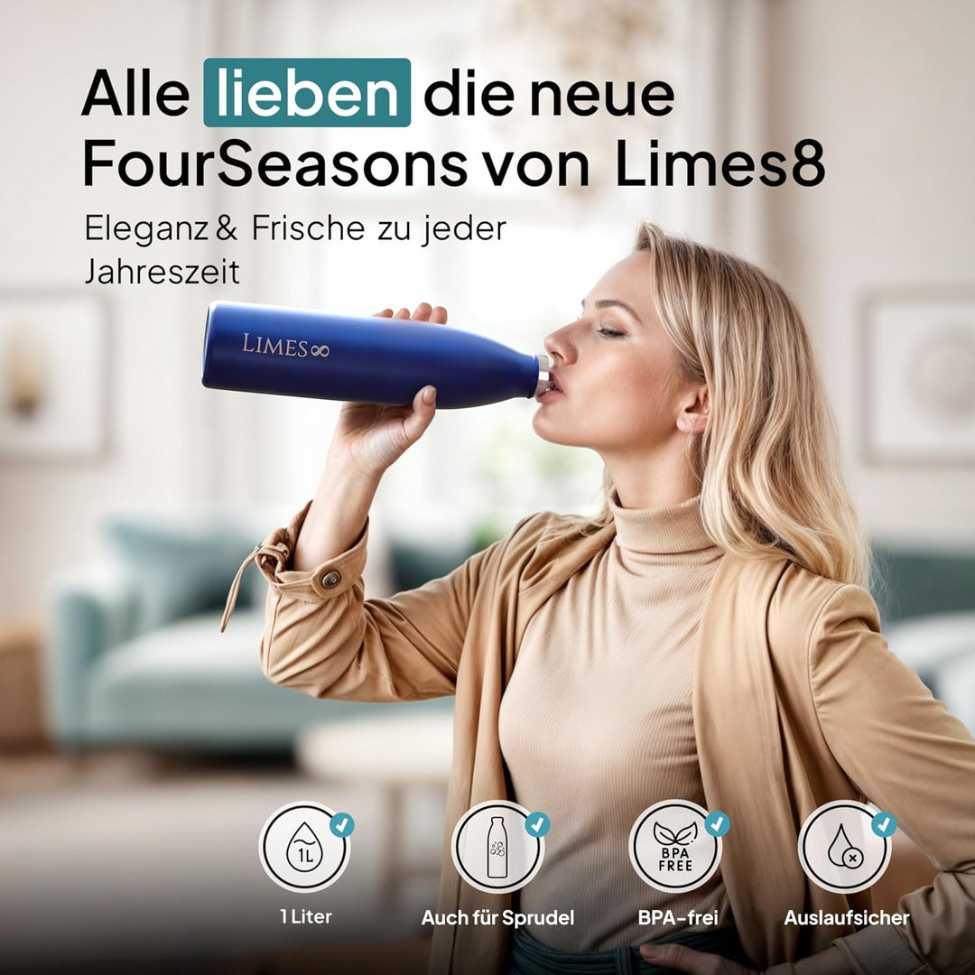Thermosflasche Edelstahl 1L [HEIss & KALT] - 5-fach vakuumisolierte Trinkflasche - auslaufsichere &