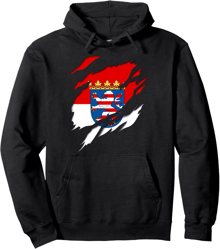 Land Hessen Deutsche Fahne und Wappen Pullover Hoodie