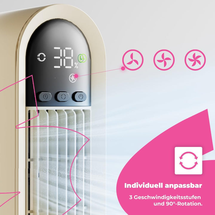 Spacetronik Tisch Turmventilator Klein 34cm Hoch, Leiser Tischventilator Turm mit Timer 1–8 Stunden,