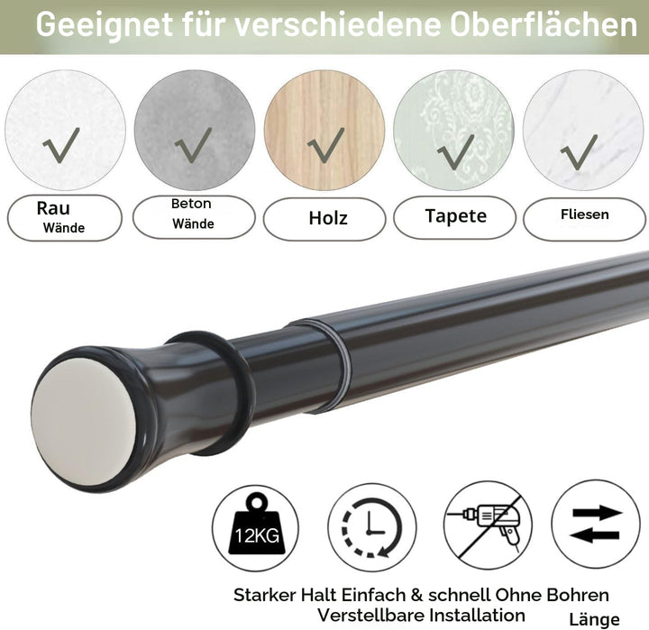 Gardinenstange ohne Bohren und Schrauben Teleskopstange Duschvorhangstange zum Einklemmen Vorhangsta