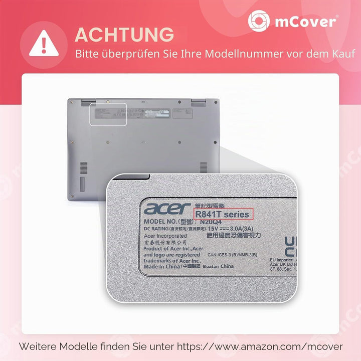 mCover Transparent Hartschalenhülle, nur kompatibel mit Acer Chromebook Enterprise Spin 513 R841T /