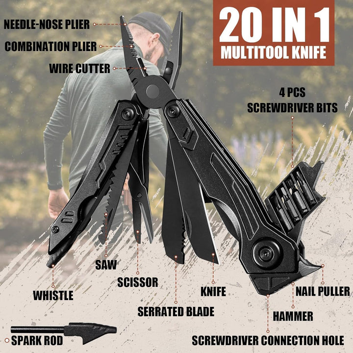 Freelander 21 in 1 Faltbares Multitool Werkzeug - Zange Mit Taschenmesser, Säge, Schraubendreher Bit