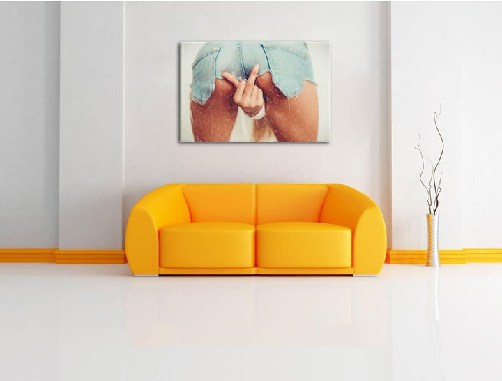 Pixxprint Frau in sexy Pose als Leinwandbild/Grösse: 100x70 / Wandbild/Kunstdruck/fertig bespannt, 1