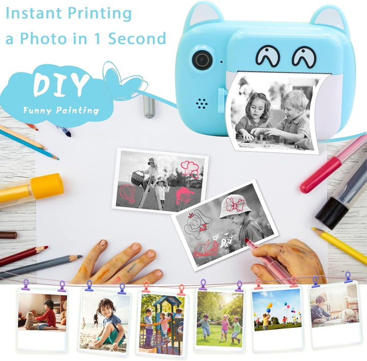 Sofortbildkamera für Kinder, 6,1 cm LCD-Bildschirm Kinder Druckkamera,Digitalkamera für Kinder mit 6