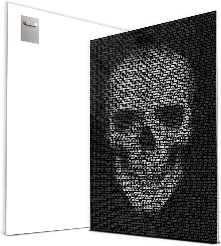 wandmotiv24 Totenkopf Wandbild aus Acrylglas, Grösse 100x75cm, Hochformat, Schädel Binär Code, Schwa
