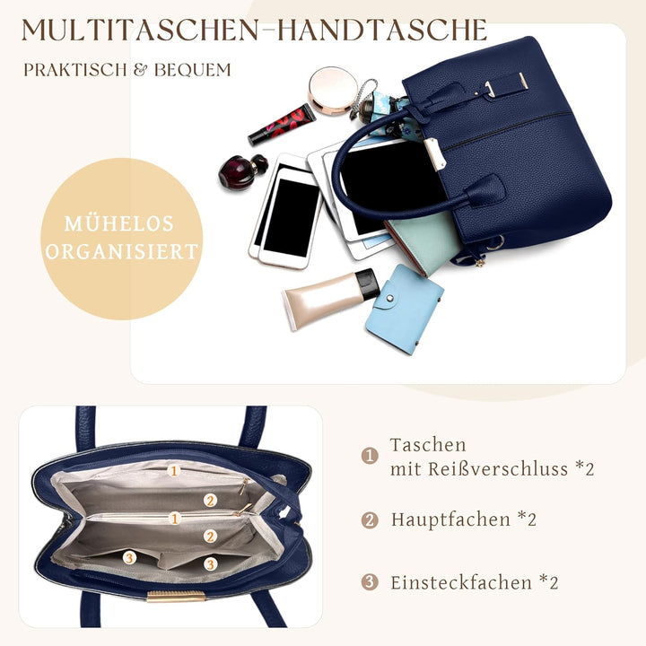 VARLIVOO Elegant Damen Handtasche Schultertasche Frauen Umhängetasche Taschen Shopper Wasserdicht PU