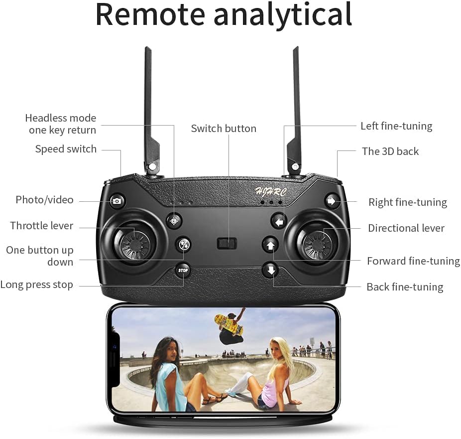 OBEST Drohne mit Kamera 4K, Faltbare RC Quadcopter, Optical Flow, 2 Akkus, One Key Start/Landen, 3D