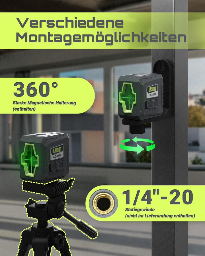 LASGOO Mini-Selbstnivellierlaser, Kreuzlinienlaser ideal zum Aufhängen von Bildern und für den Bau,