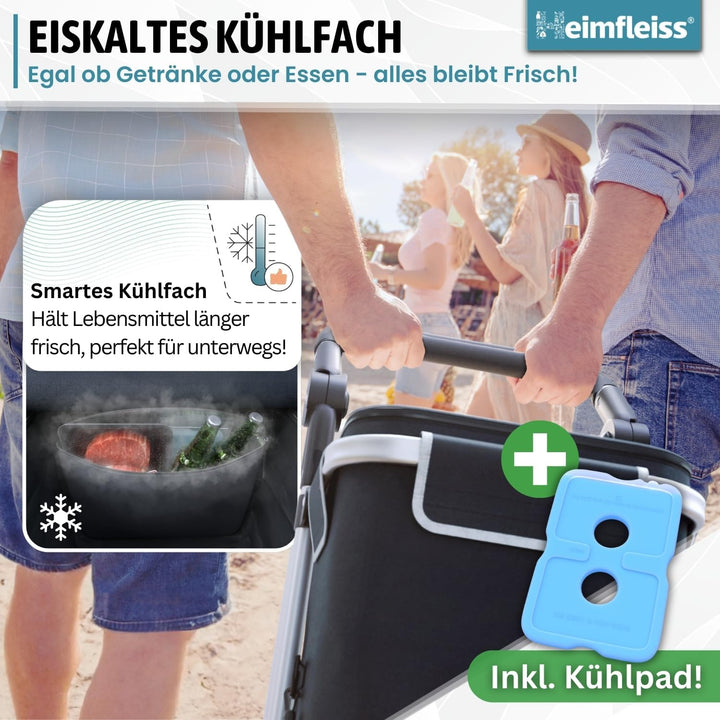 Heimfleiss® Einkaufstrolley klappbar mit 56L Volumen | Einkaufswagen klappbar mit 50kg Traglast | Le