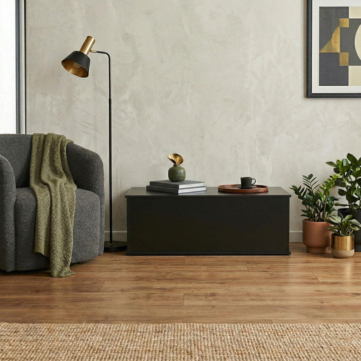 VDD Aufbewahrungsbox Holz - Spielzeugkiste - Deckenkiste - 100 cm breit - Schwarz