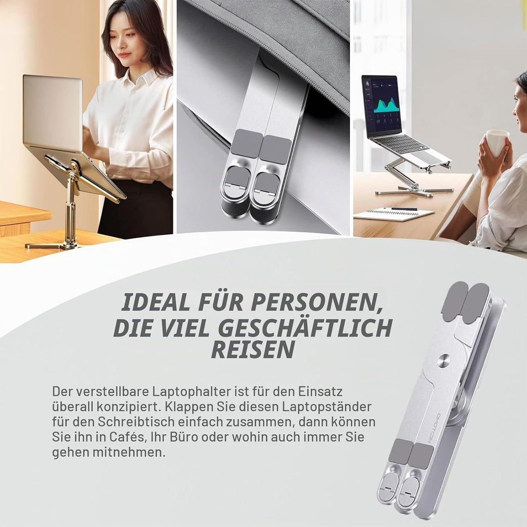 Laptopständer Mit 360° Drehbarer Basis, Höhenverstellbarer Laptopständer, Ergonomischer Faltbarer La