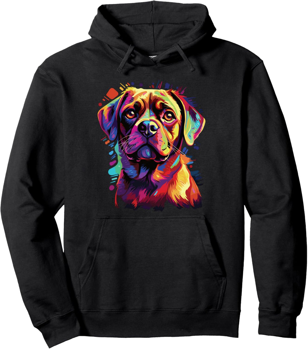 Wasserfarben Farbenfroher Puggle Hunde Pullover Hoodie