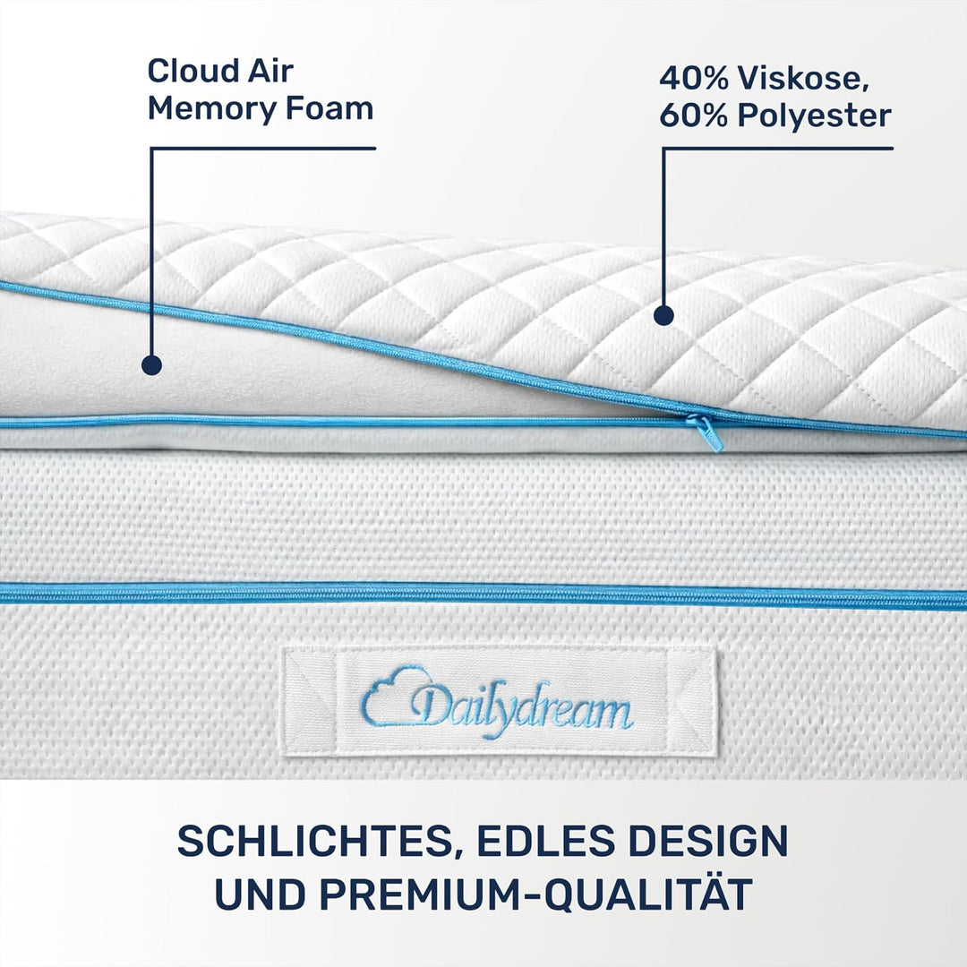 Dailydream viscoelastischer Matratzentopper “Model L“ mit Memory Foam Effekt, 80x200x7cm, Edition St