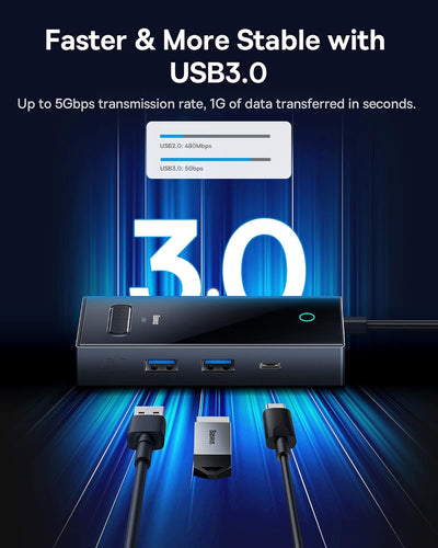 Baseus USB C Hub mit 4 Display, USB C Docking Station mit 2 HDMI 4K, 4K 120Hz DisplayPort, VGA, 100W