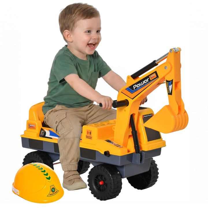 Homcom Kinder Tritor Lauflernhilfe Traktor 2 – 3 Jahre Bagger mit Gelenk, mit Zange inkl. Soundeffek