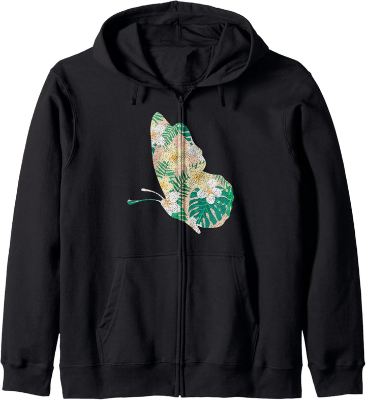 Niedlicher Blumen Schmetterling Kapuzenjacke