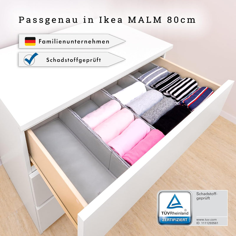 SIMPLE JOY® MALM FileFolding Box für ikea Kommode; DAS ORIGINAL; passgenau; Stabiler Boden; Schublad