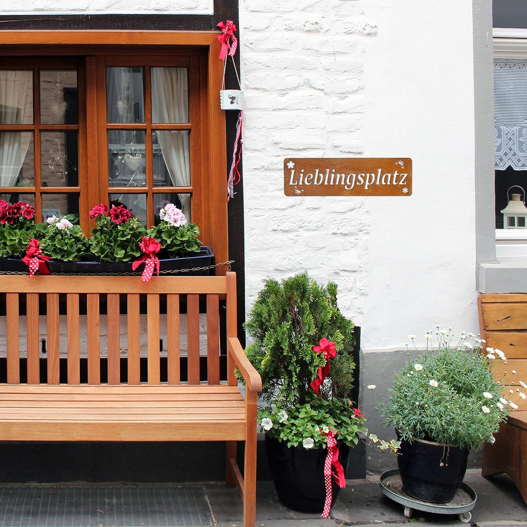 ecosoul 1 Stück Gartendeko Schild Wandschild Wanddekoration Wandtafel Lieblingsplatz Metall Rost Dek