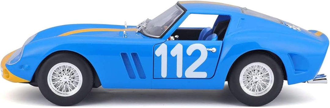 Bburago 18-26305 Ferrari 250 GTO Modellauto 1:24, Blau/Gelb