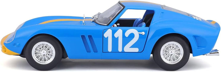 Bburago 18-26305 Ferrari 250 GTO Modellauto 1:24, Blau/Gelb