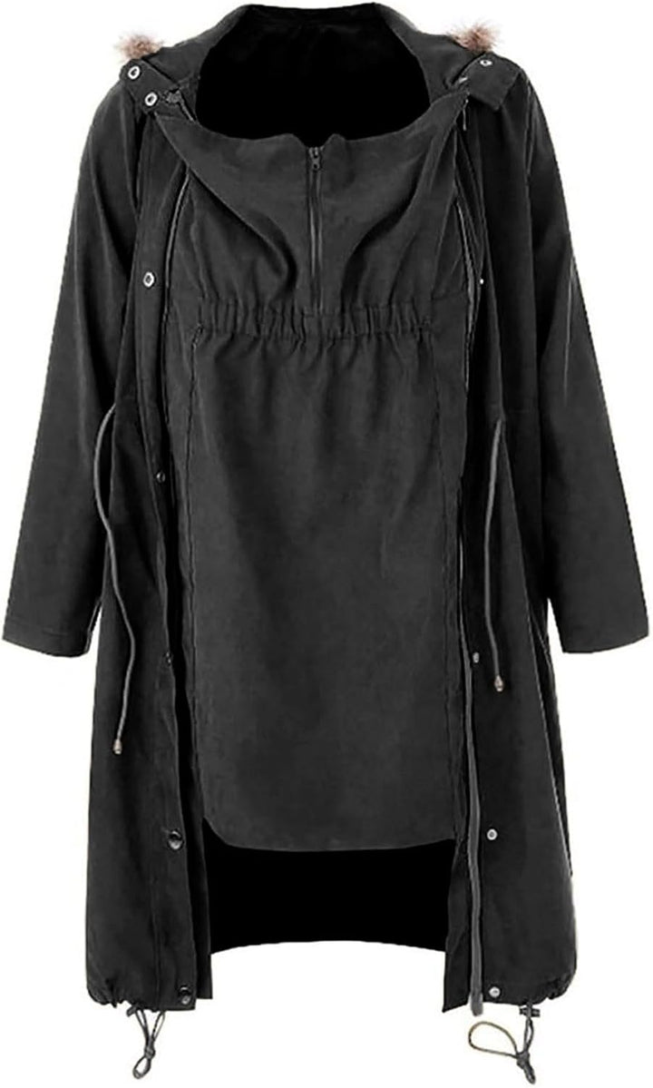 Umstandsjacke Damen Winter Funktionsparka Warm 3 In 1 Tragejacke Mit Babyeinsatz Baumwolljacke Pelzk