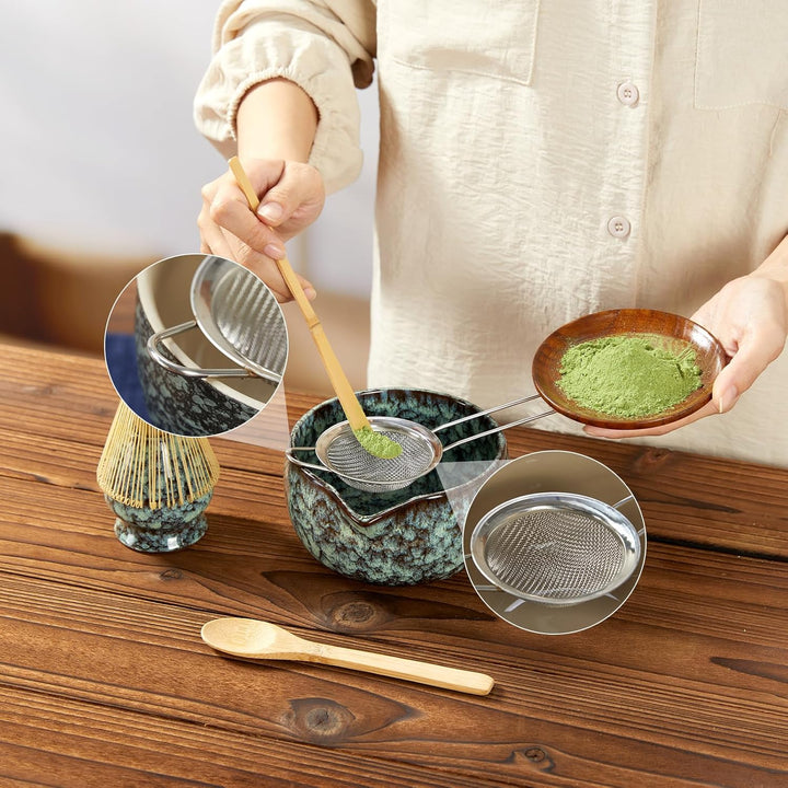 Matcha Tee Set – Japanisches Ceremonial Matcha Zubereitungsset | mit Bambus Chasen, Chashaku Löffel,
