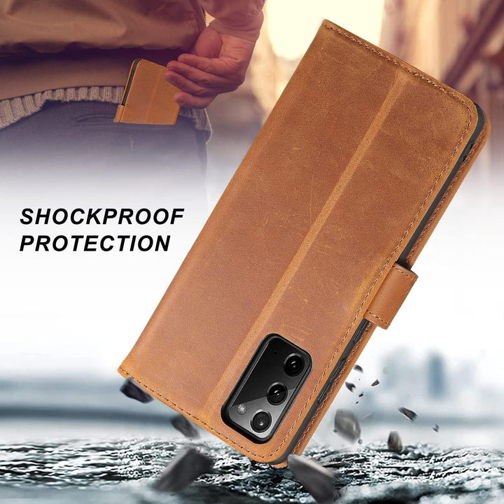 LENSUN Echtleder Hülle für Samsung Galaxy Note 20 Ultra, Handyhülle [Echtes Leder] [Kartenfach] RFID