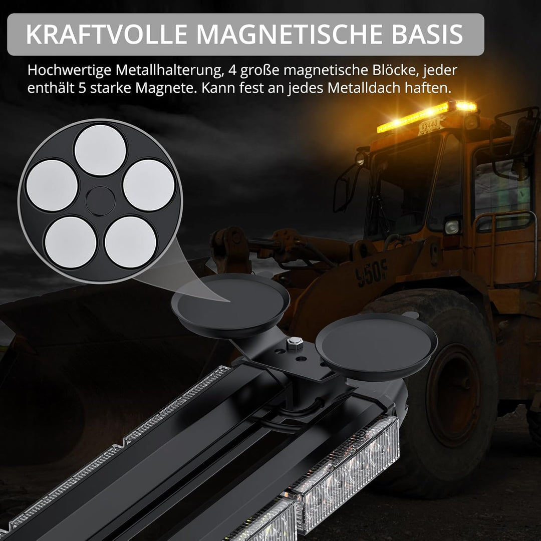 Justech 54LEDs Rundumleuchte 27 Modi Blitzleuchte Schraube Starker Magnet Amber Gelb Decke Licht War