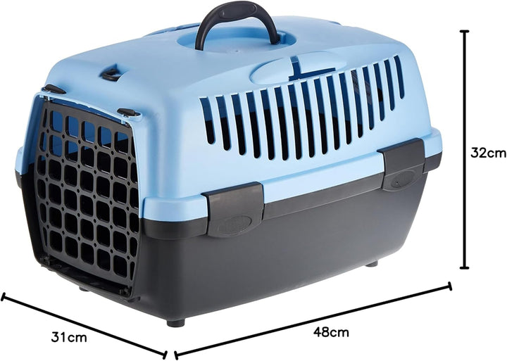 TRIXIE Transportbox Capri 1, XS: 32 × 31 × 48 cm - Tragegriff - Kunststoff - dunkelgrau/pastellblau