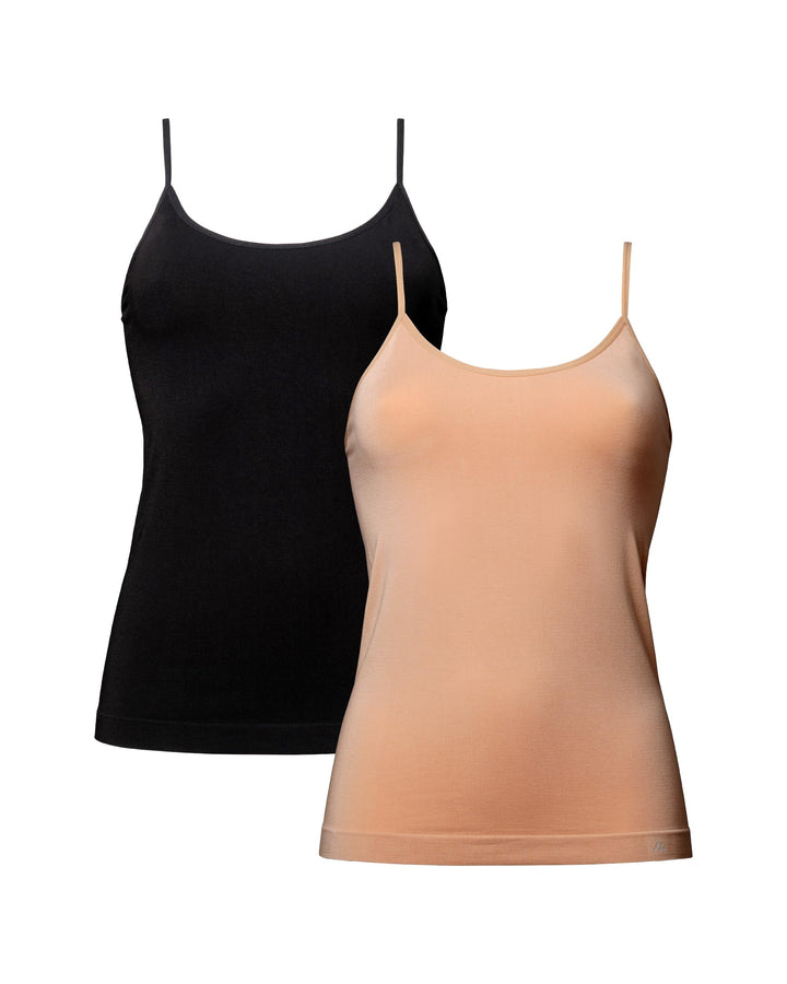 DANISH ENDURANCE 2er Pack Damen Bambus Unterhemden, Superweich, Basic Spaghetti Top, Verstellbare Tr